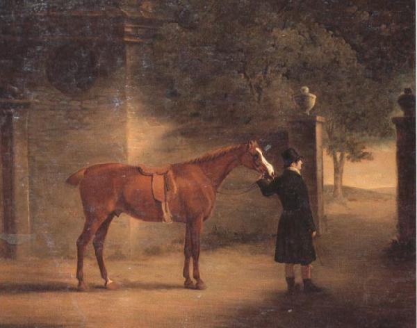 John Ferneley Mr Wombell's Hunter with a Groom in a Courtyard oil painting picture